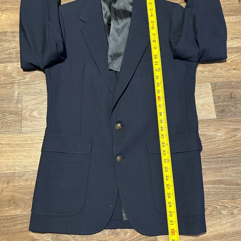 Botany 500 Blazer Mens 42 Navy Blue Parisian Vintage Gold Button Sport Coat USA